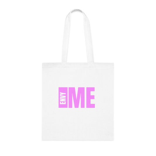 ENVY ME Pink on White Logo Cotton Tote Bag
