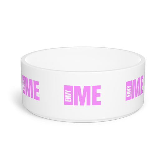 ENVY ME Pink on White Logo Pet Bowl