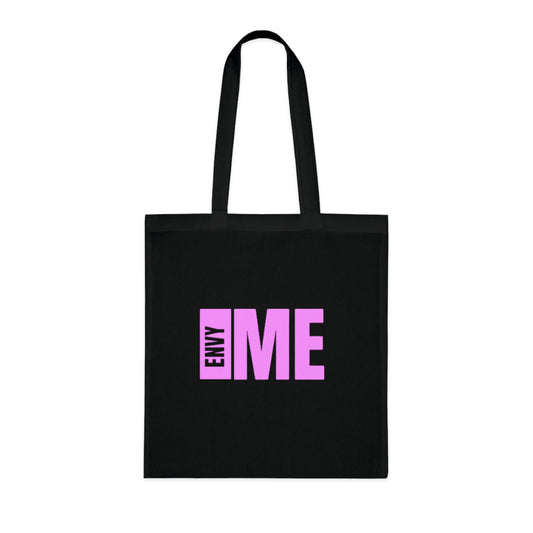 ENVY ME Pink on Black Logo Cotton Tote Bag